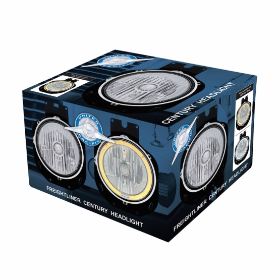 Crystal Headlight With White LED Halo Ring For 1996-2005 Freightliner Century - Thumbnail 5