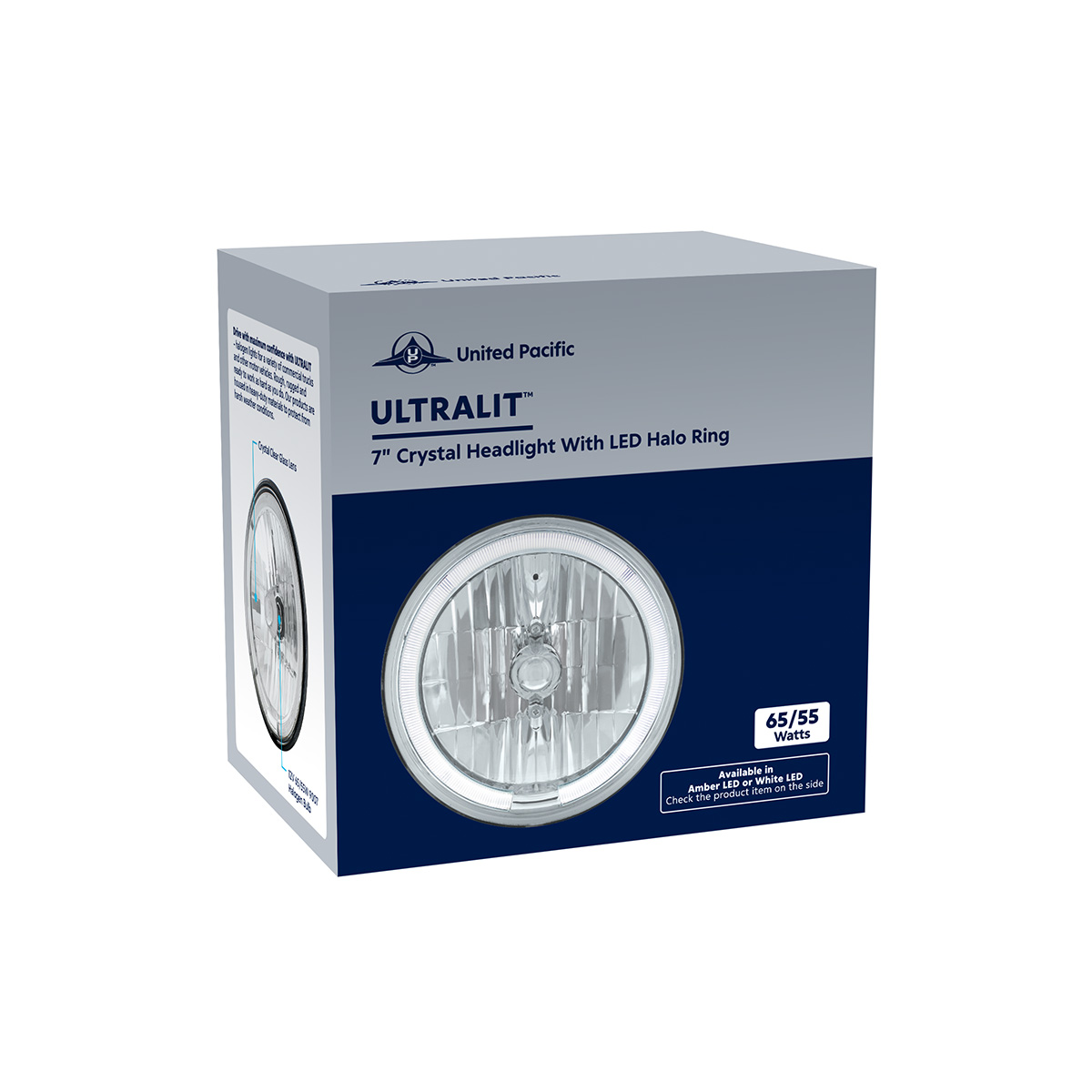 7" Crystal Headlight With White LED Halo Ring - Thumbnail 5