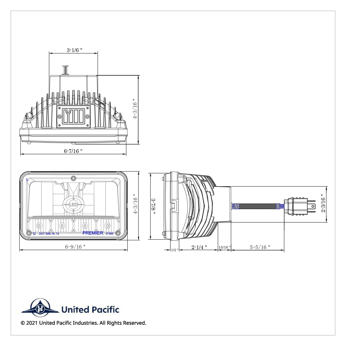 ULTRALIT - 5 LED 4" X 6" Crystal Headlight - High & Low Beam - Thumbnail 9