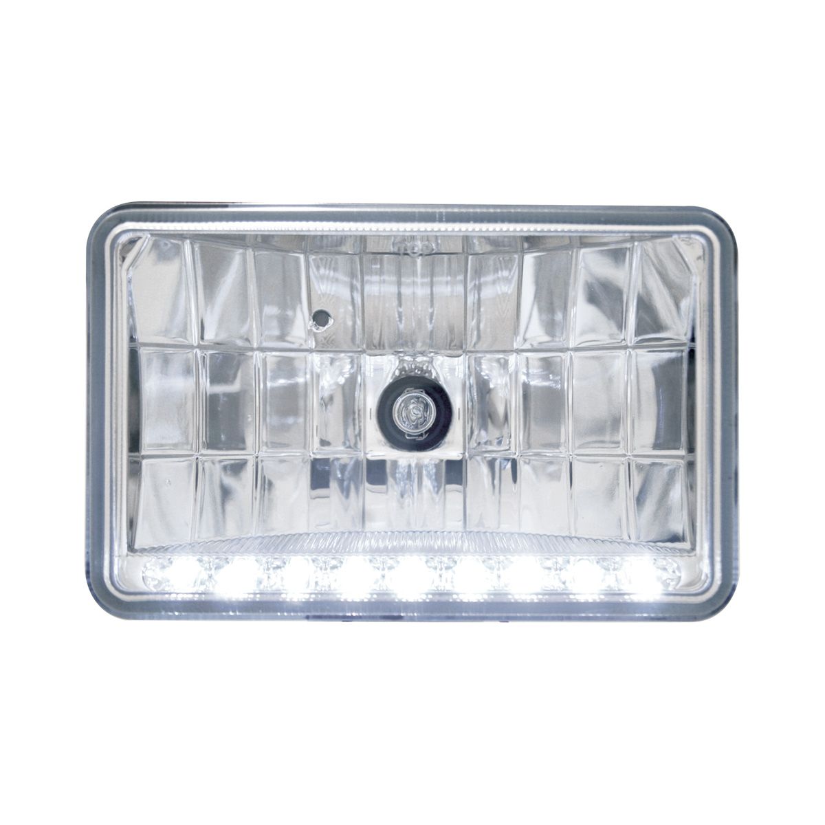 4" X 6" Crystal Headlight With 9 White LED Position Light - High Beam