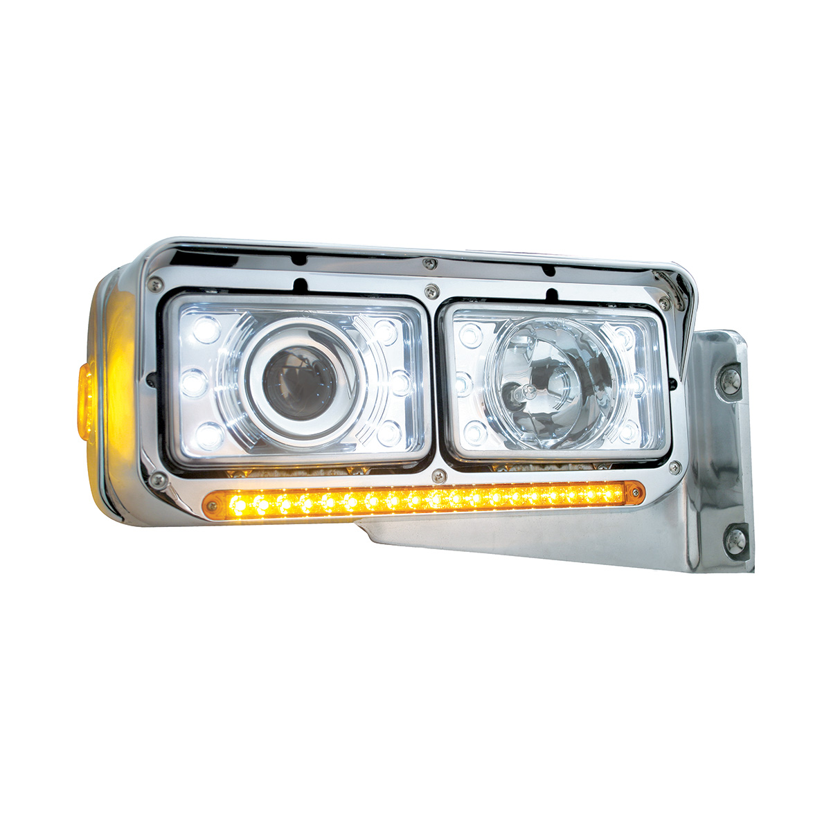 4" X 6" Crystal Projection Headlight With 6 White LED Position Light - Low Beam - Thumbnail 4