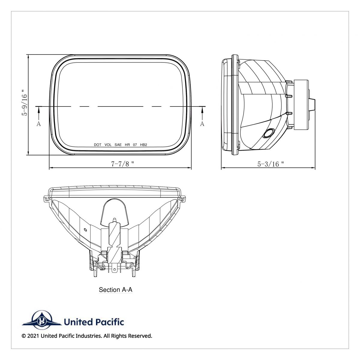 5" X 7" Crystal Rectangular Headlight - Plastic Lens - Thumbnail 6