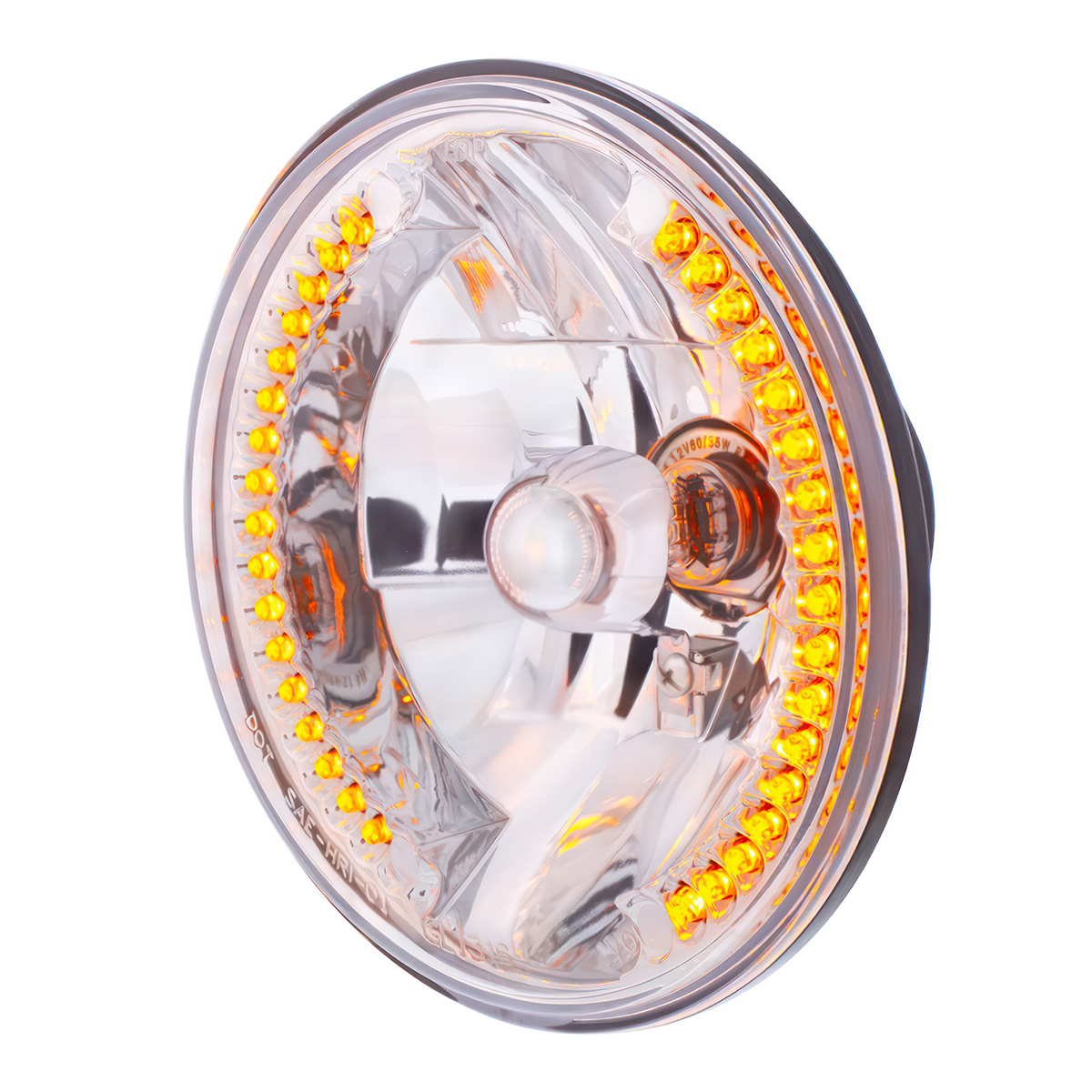 7" Crystal Headlight With 34 Amber LED Position Light - Thumbnail 3
