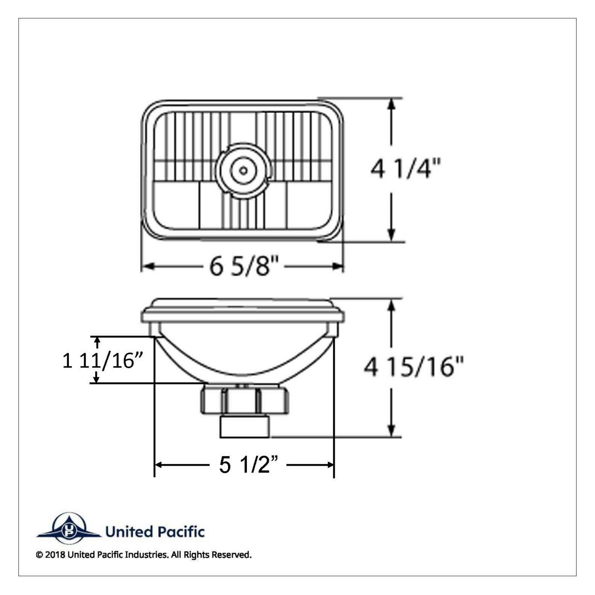4" X 6" Crystal Rectangular Headlight, Glass Lens - High Beam - Thumbnail 5