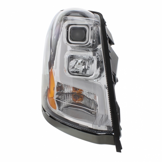 Chrome Projection Headlight With LED Position Light Bar For 2003-2017 Volvo VN/VNL - Passenger - Thumbnail 4