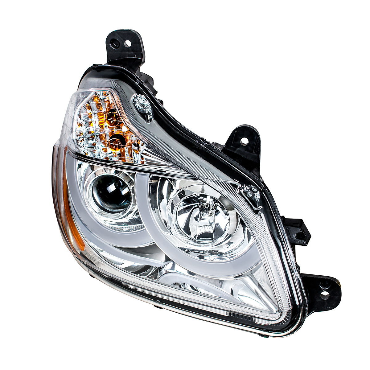 Chrome Projection Headlight With LED Position Light For 2013-2021 Kenworth T680 - Passenger - Thumbnail 4