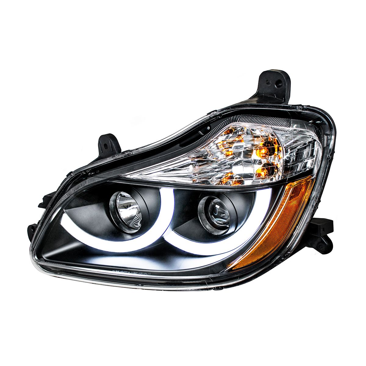Black Projection Headlight With LED Position Light For 2013-2021 Kenworth T680 - Driver