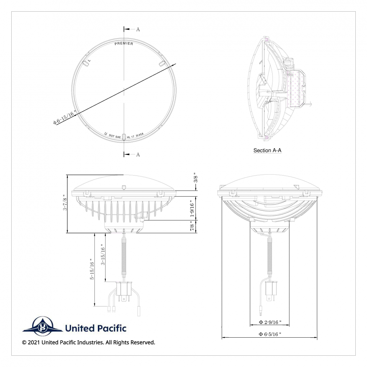 ULTRALIT - High Power LED 7" Headlight With Turn Signal & Amber Position Light Bar - Thumbnail 7