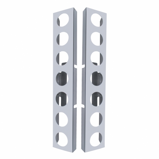 Kenworth Stainless Front Air Cleaner Bracket Only - 14 Light Cutouts (Pair)