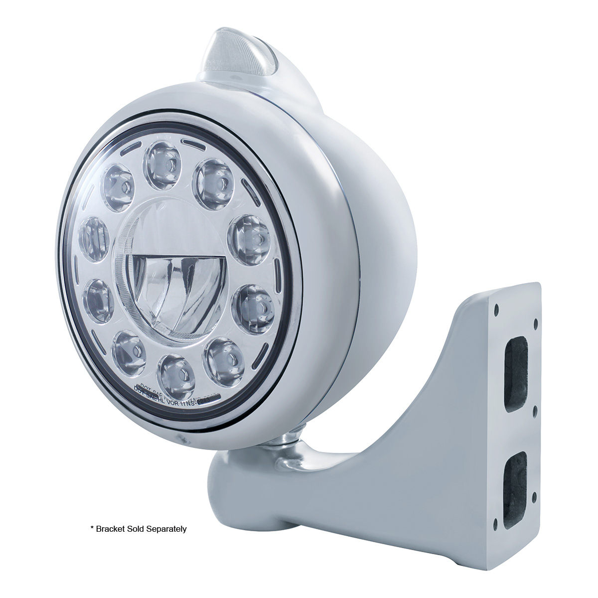 Chrome Guide 682-C Headlight 11 LED Bulb & Original Style LED Signal - Clear Lens - Thumbnail 2