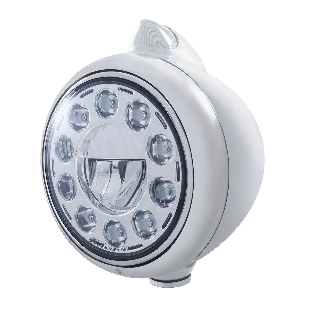 Chrome Guide 682-C Headlight 11 LED Bulb & Original Style LED Signal - Clear Lens - Thumbnail 3