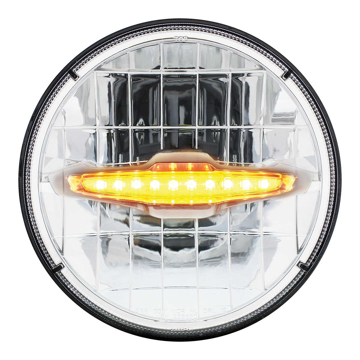 ULTRALIT - 3 High Power LED 7" Headlight With 10 Amber LED Position Light - Thumbnail 9