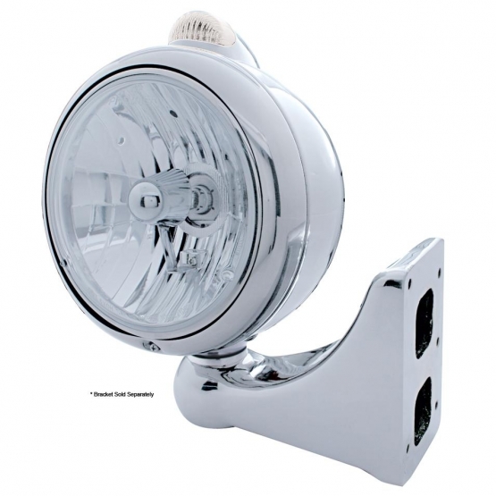 Stainless Steel Guide 682-C Style Headlight Crystal H4 & LED Signal - Clear Lens - Thumbnail 2