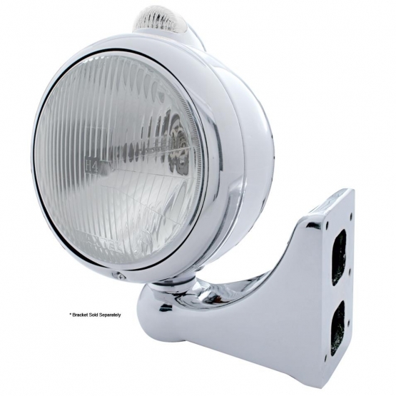 Chrome Guide 682-C Style Headlight H4 & LED Turn Signal - Clear Lens - Thumbnail 4