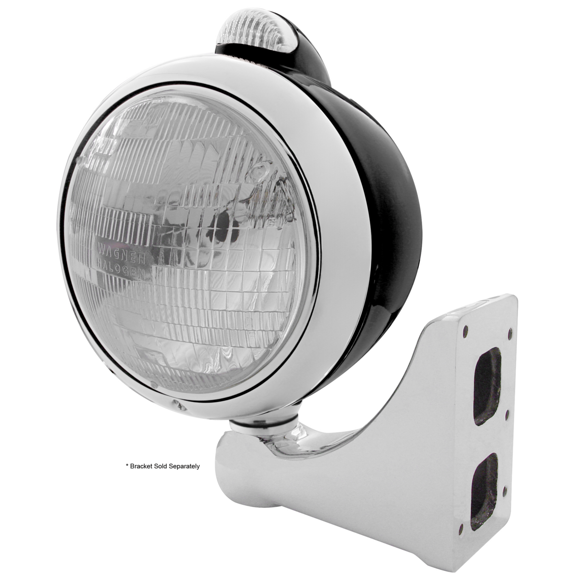 Black Guide 682-C Style Headlight H6024 & LED Turn Signal - Clear Lens - Thumbnail 3