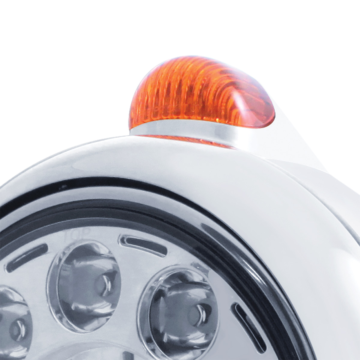 Stainless Steel Guide 682-C Headlight 11 LED Bulb & Dual Mode LED Signal-Amber Lens - Thumbnail 3
