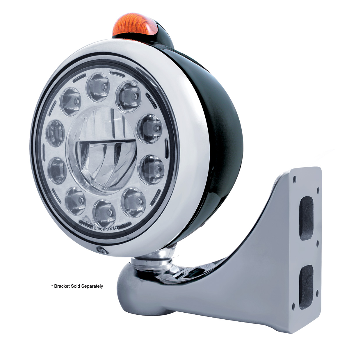 Black Guide 682-C Headlight 11 LED Bulb & Dual Mode LED Signal - Amber Lens - Thumbnail 3