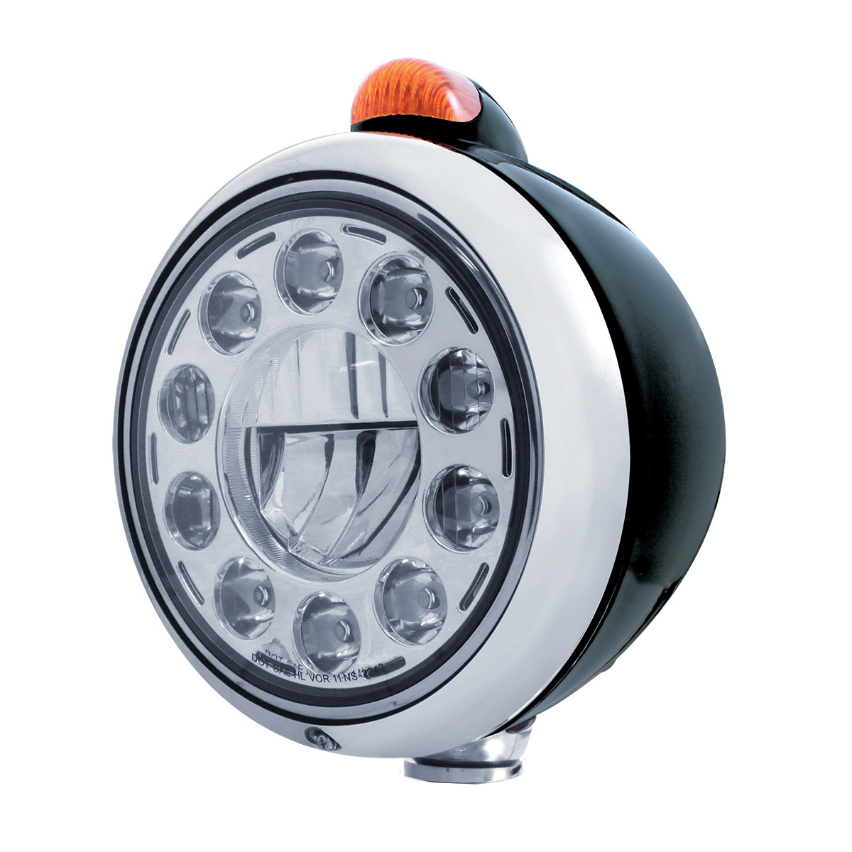 Black Guide 682-C Headlight 11 LED Bulb & Dual Mode LED Signal - Amber Lens - Thumbnail 4