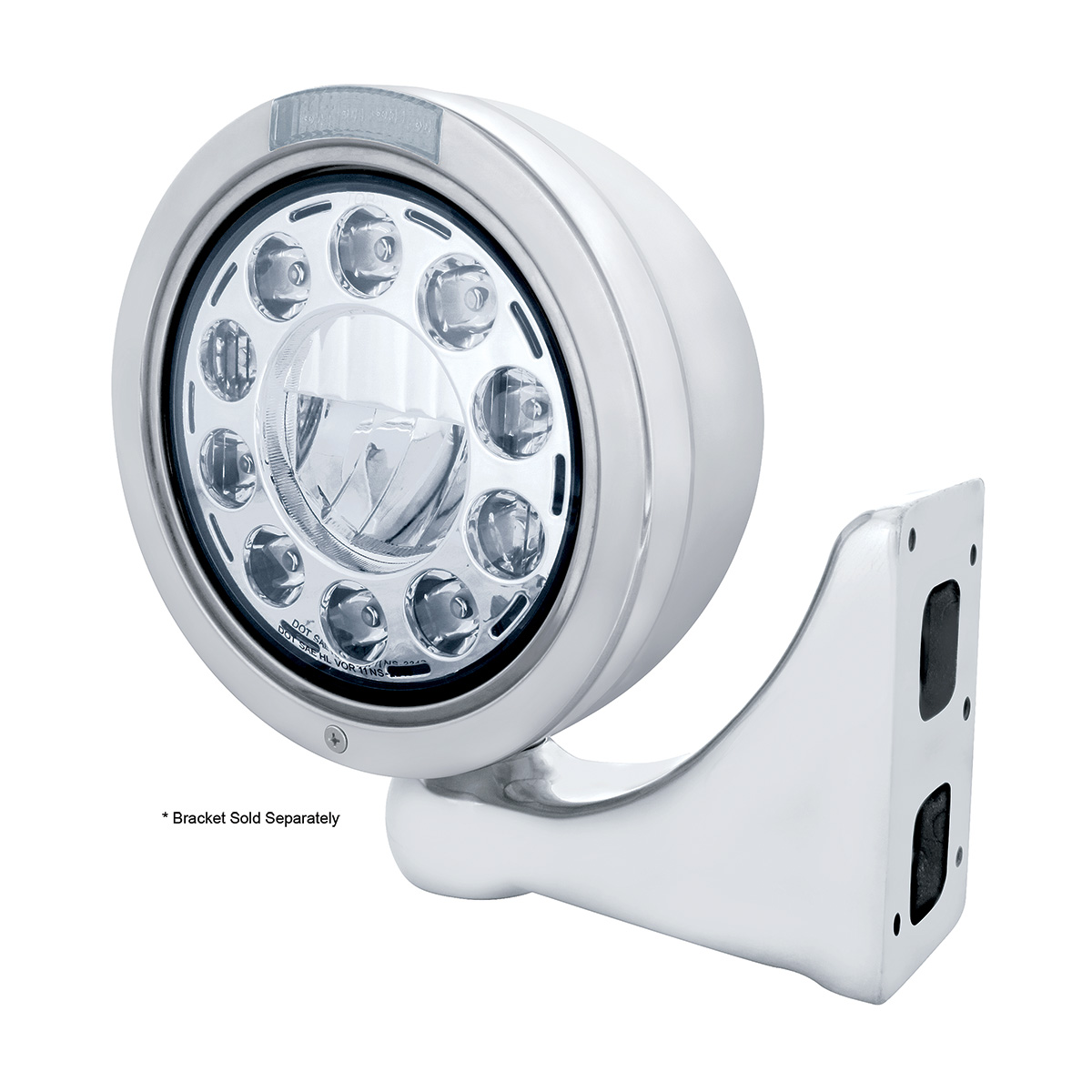 Stainless Bullet Classic Headlight 11 LED Bulb With LED Signal - Clear Lens - Thumbnail 3