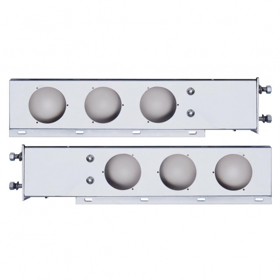3-3/4" Bolt Pattern Chrome Spring Loaded Light Bar With 6X 4" Light Cutouts (Pair)
