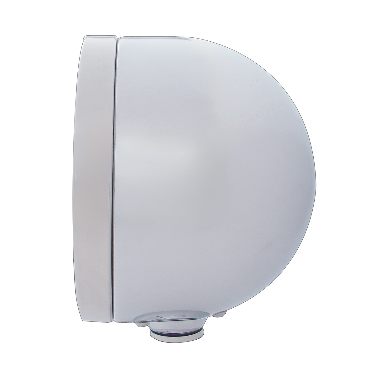 Stainless Steel Bullet Half Moon Headlight 6014 Bulb & LED Turn Signal - Amber Lens - Thumbnail 3