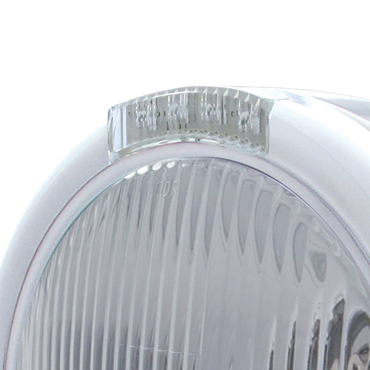 Stainless Steel Classic Half Moon Headlight H4 Bulb & LED Turn Signal - Clear Lens - Thumbnail 2