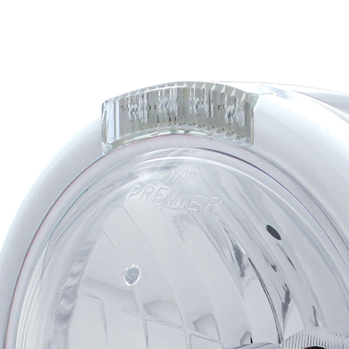 Stainless Steel Classic Half Moon Headlight Crystal H4 Bulb & LED Turn Signal - Clear Lens - Thumbnail 2