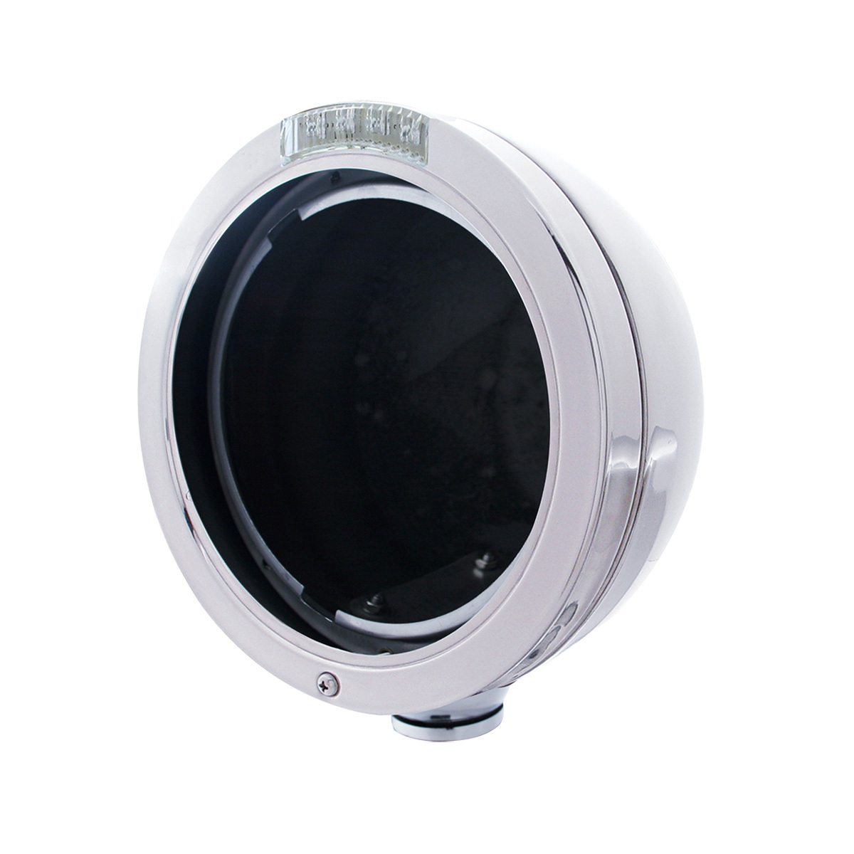 Stainless Steel Bullet Classic Headlight No Bulb With LED Turn Signal - Clear Lens - Thumbnail 4
