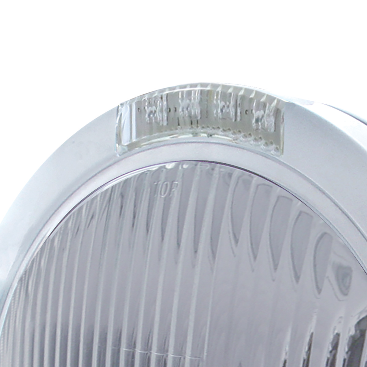 Stainless Steel Bullet Classic Headlight H4 Bulb & LED Turn Signal - Clear Lens - Thumbnail 2