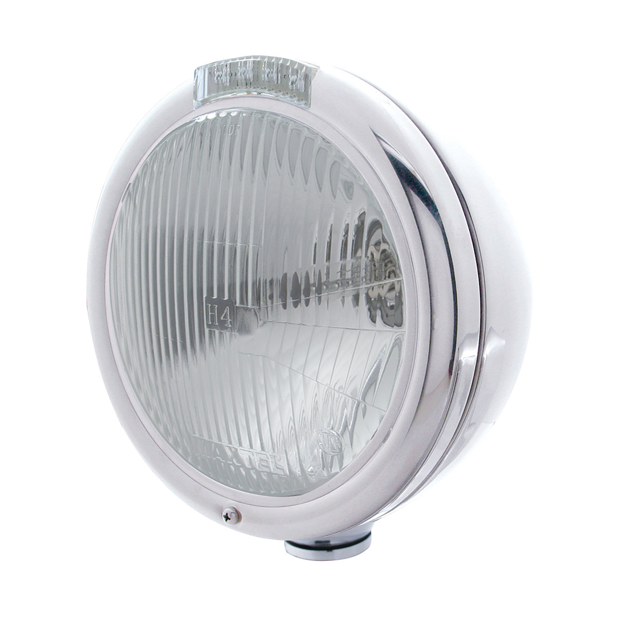 Chrome Classic Headlight H4 Bulb & LED Turn Signal - Clear Lens - Thumbnail 5