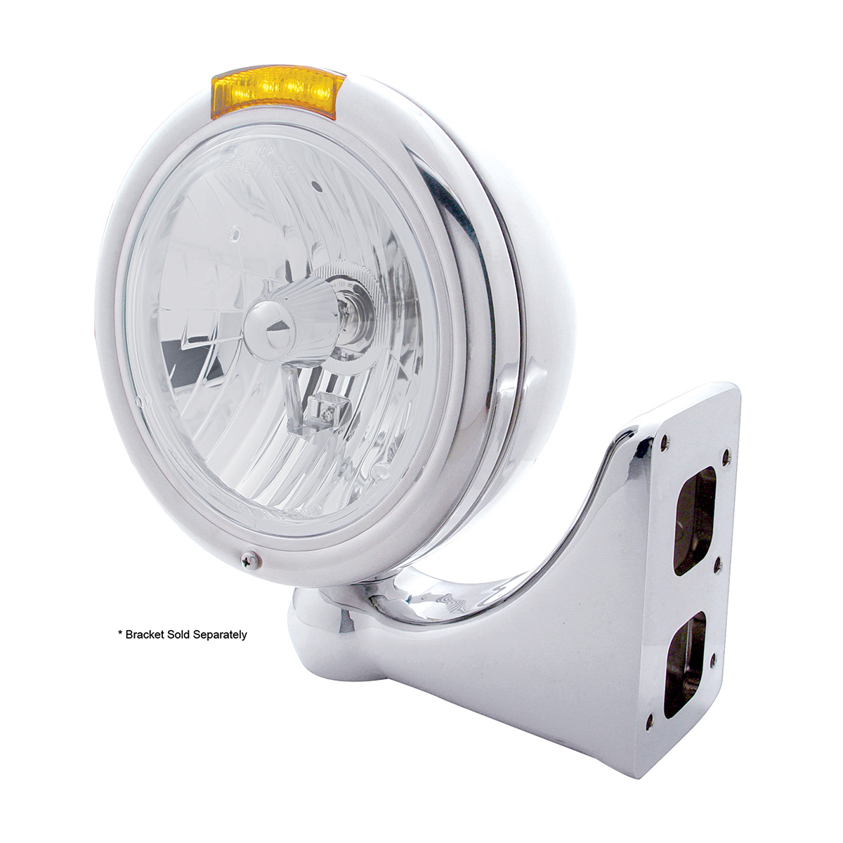 Chrome Classic Headlight Crystal H4 Bulb & LED Turn Signal - Amber Lens - Thumbnail 4