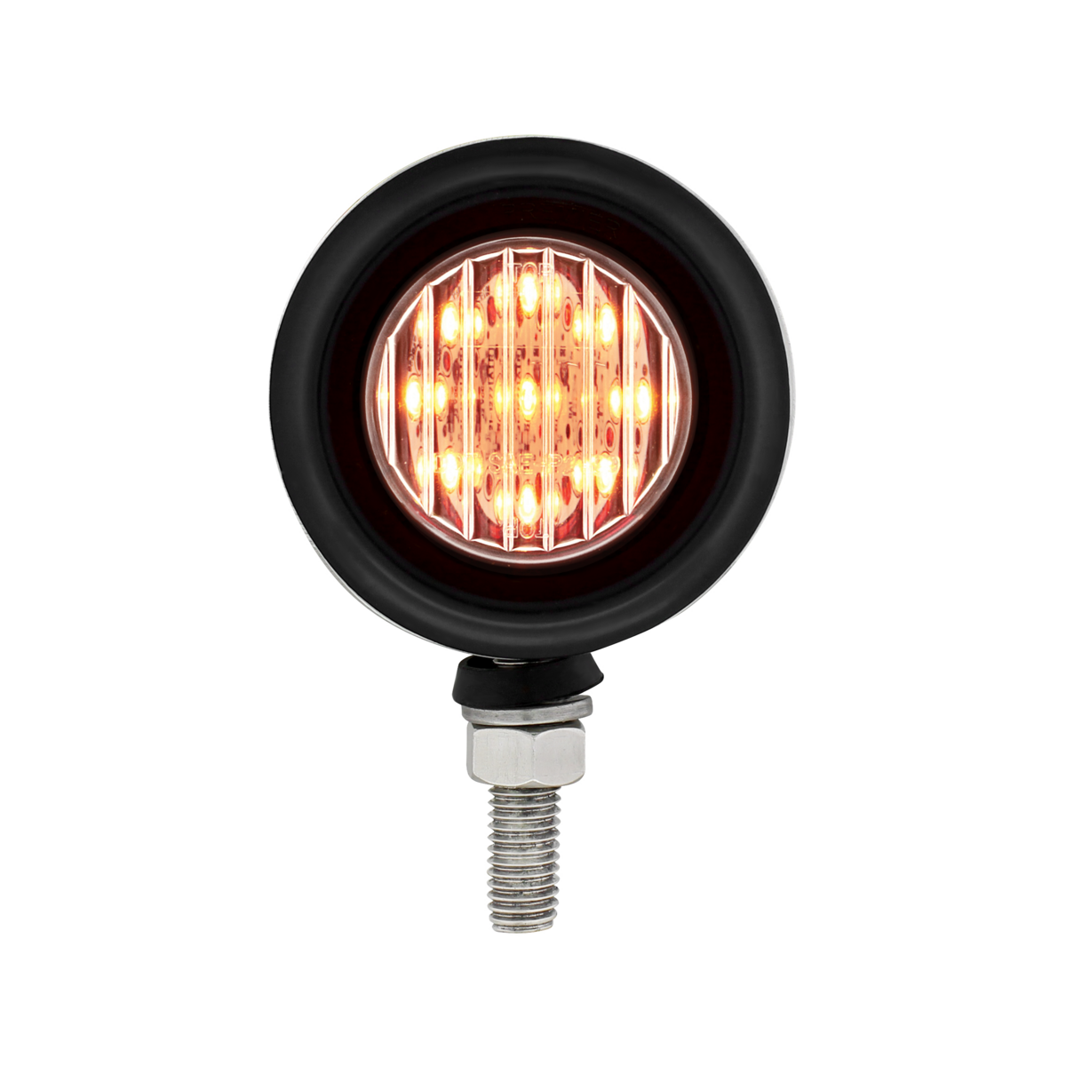 SS 2" Double Face Light With 9 LED 2" Lights & Grommets - Amber & Red LED/Clear Lens - Thumbnail 4