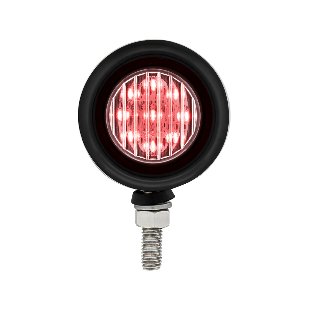 SS 2" Double Face Light With 9 LED 2" Lights & Grommets - Amber & Red LED/Clear Lens - Thumbnail 6