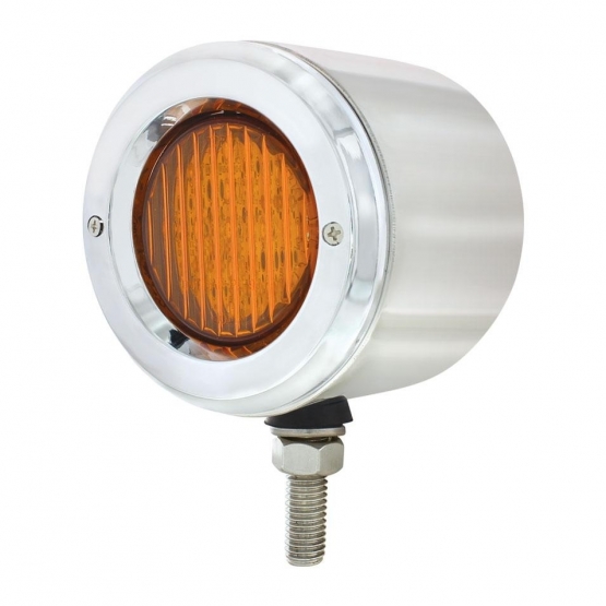 Stainless 2.5" Double Face Light With LED Lights & Bezels - Amber & Red LED/Amber & Red Lens