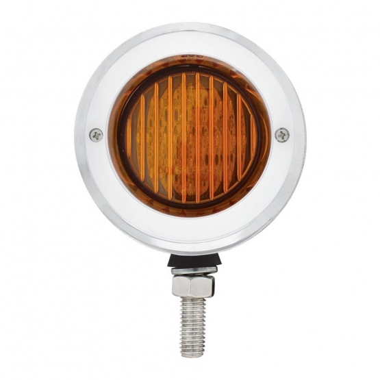 Stainless 2.5" Double Face Light With LED Lights & Bezels - Amber & Red LED/Amber & Red Lens - Thumbnail 4