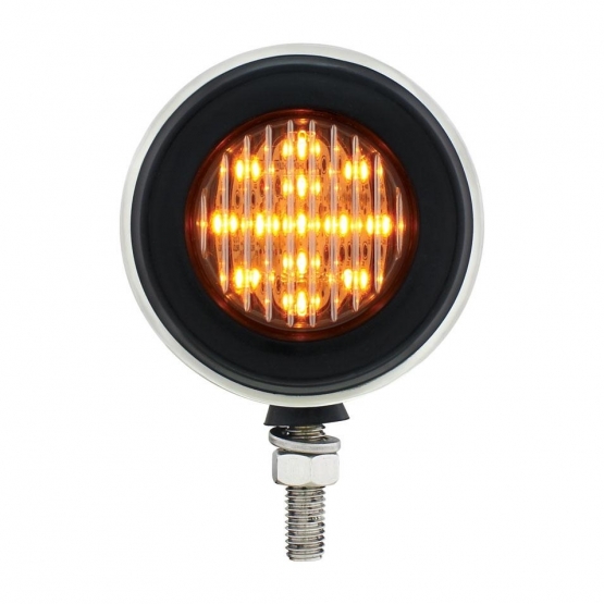 Stainless 2.5" Double Face Light With LED Lights & Grommets - Amber & Red LED/Clear Lens - Thumbnail 3