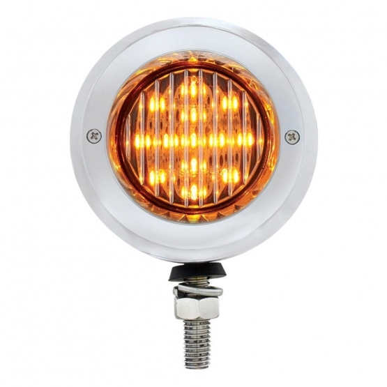 Stainless 2.5" Double Face Light With LED Lights & Bezels - Amber & Red LED/Clear Lens - Thumbnail 3