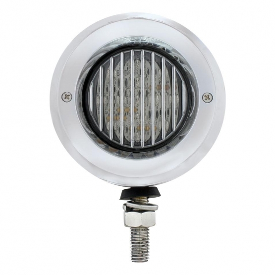 Stainless 2.5" Double Face Light With LED Lights & Bezels - Amber & Red LED/Clear Lens - Thumbnail 4