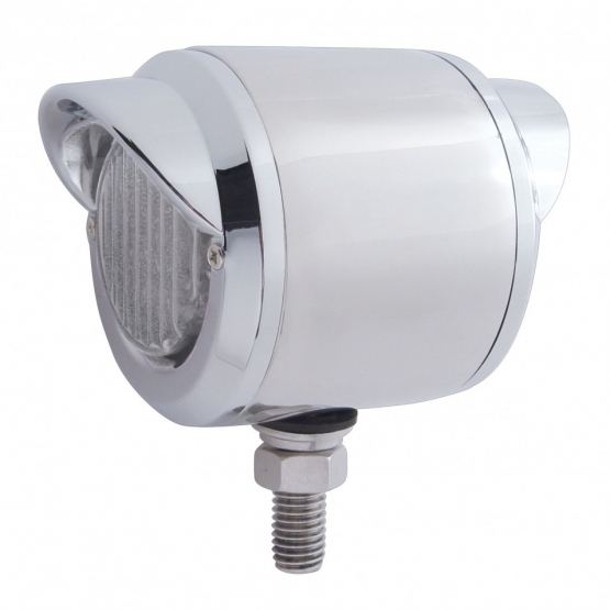 Stainless 2.5" Double Face Light With LED Lights & Visors - Amber & Red LED/Clear Lens