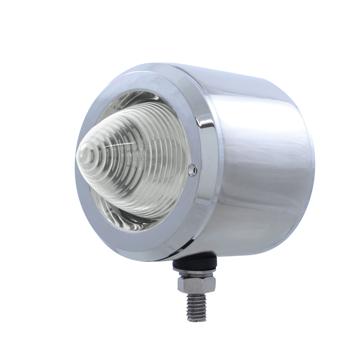 Stainless 2.5" Double Face LED Beehive Lights With Bezel - Amber & Red LED/Clear Lens - Thumbnail 2