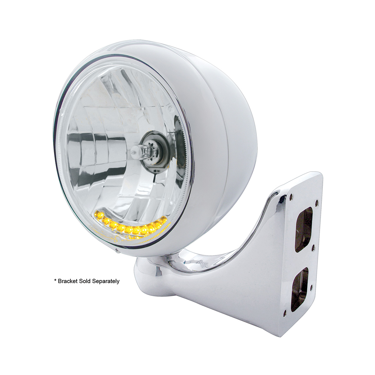 Chrome Guide 682-C Style Headlight H4 Bulb With 10 Amber LED - Thumbnail 3