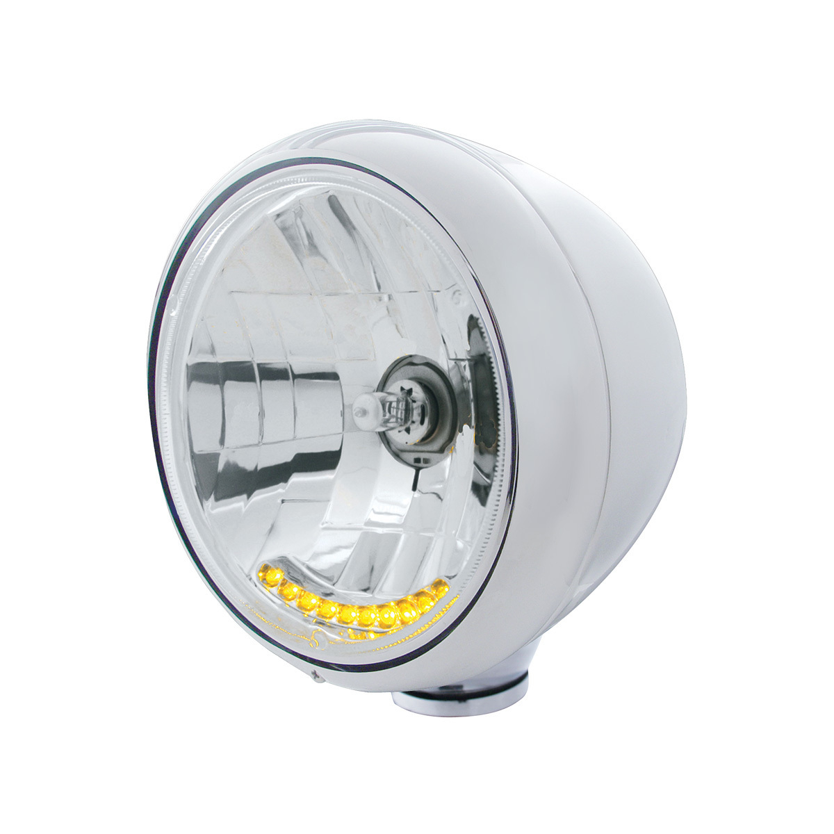 Chrome Guide 682-C Style Headlight H4 Bulb With 10 Amber LED - Thumbnail 4