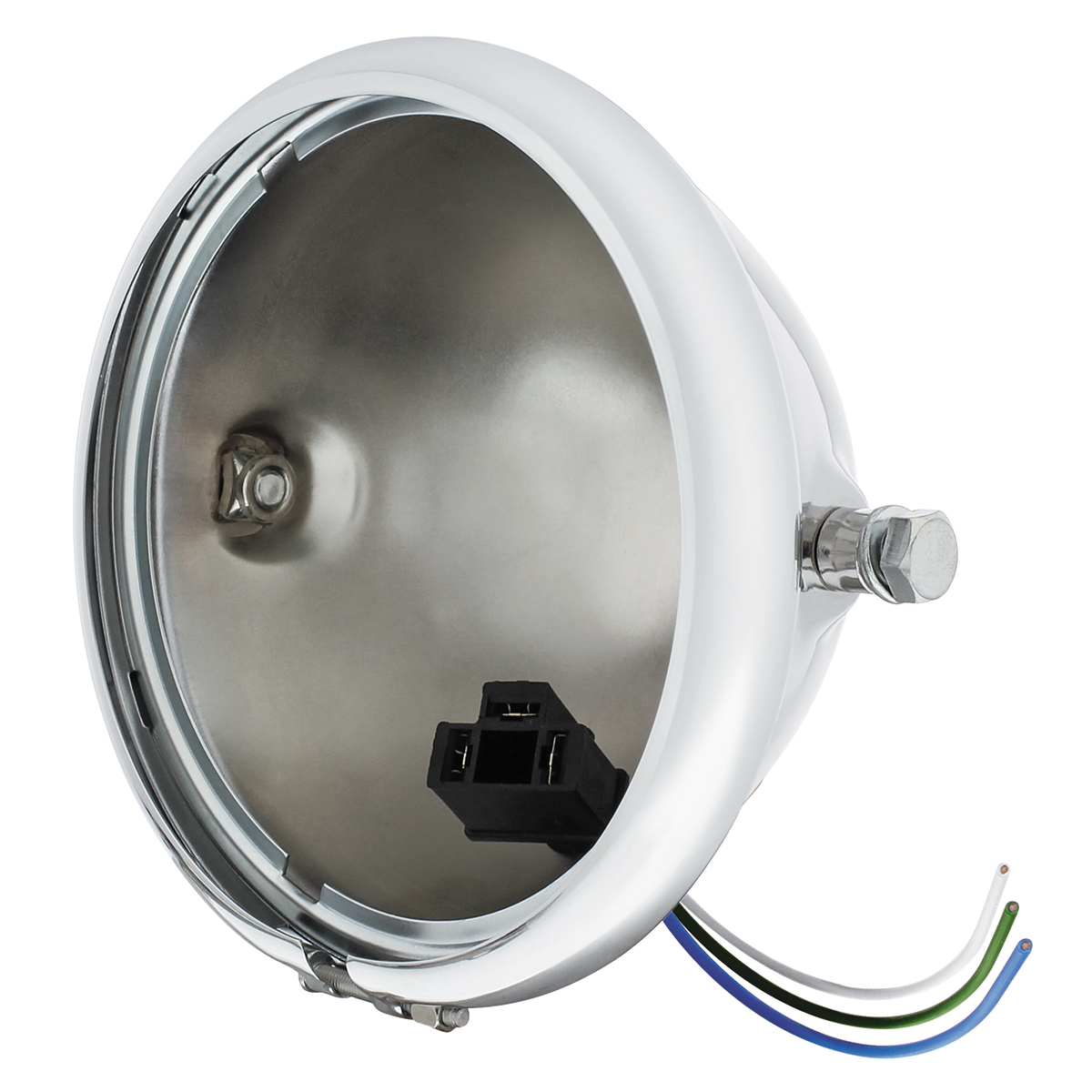 Chrome 5-3/4" Motorcycle Headlight Housing Only - Side Mount - Thumbnail 2