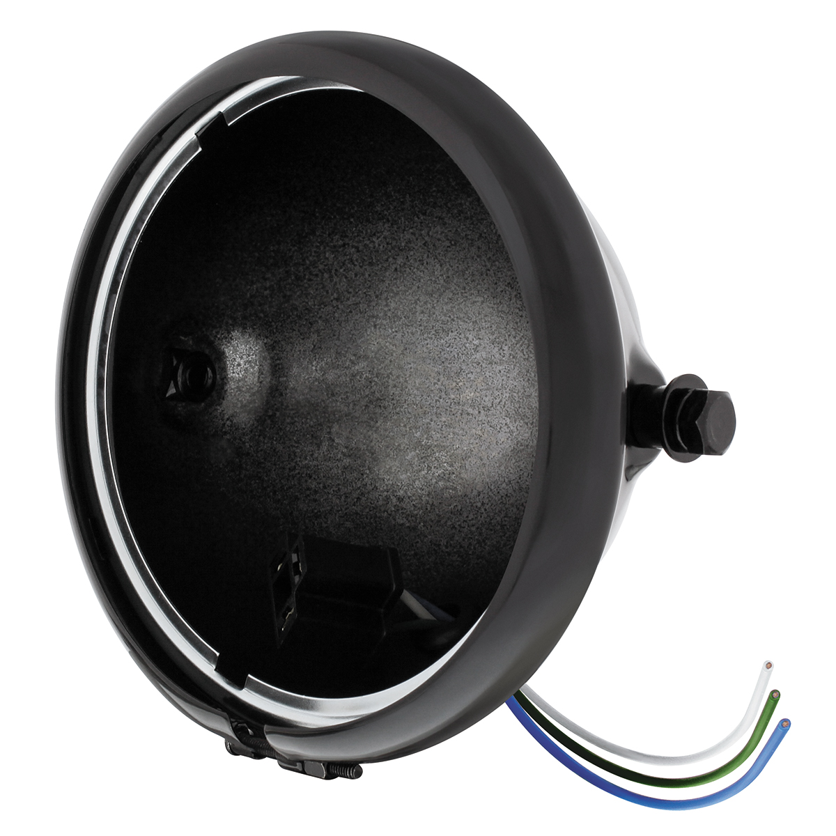 Black 5-3/4" Motorcycle Headlight Housing Only - Side Mount - Thumbnail 2