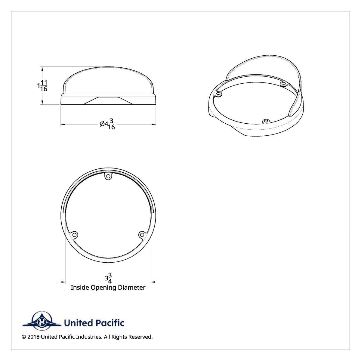 Chrome Plastic Bezel For Unted Pacific Double Face LED Lights With Visor - Thumbnail 2