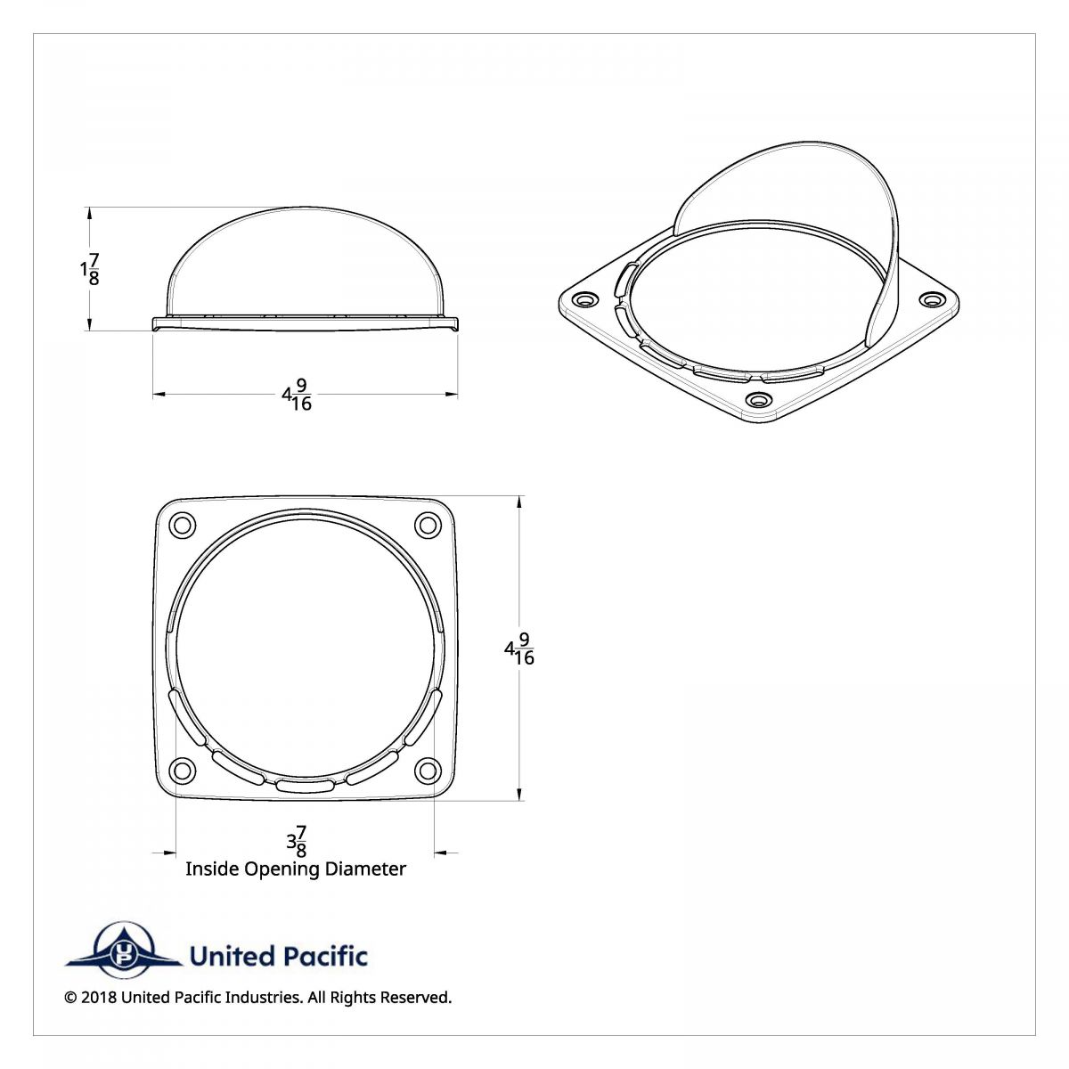 LED Square Double Face Light Bezel With Visor - Fits Up 38701 Series - Thumbnail 2