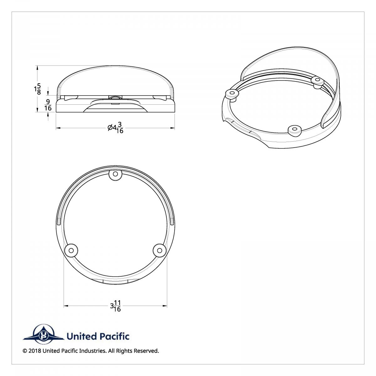 Round Double Face Light Bezel With Visor For Lights Mounted Upside Down - Fits 38113 Series - Thumbnail 2