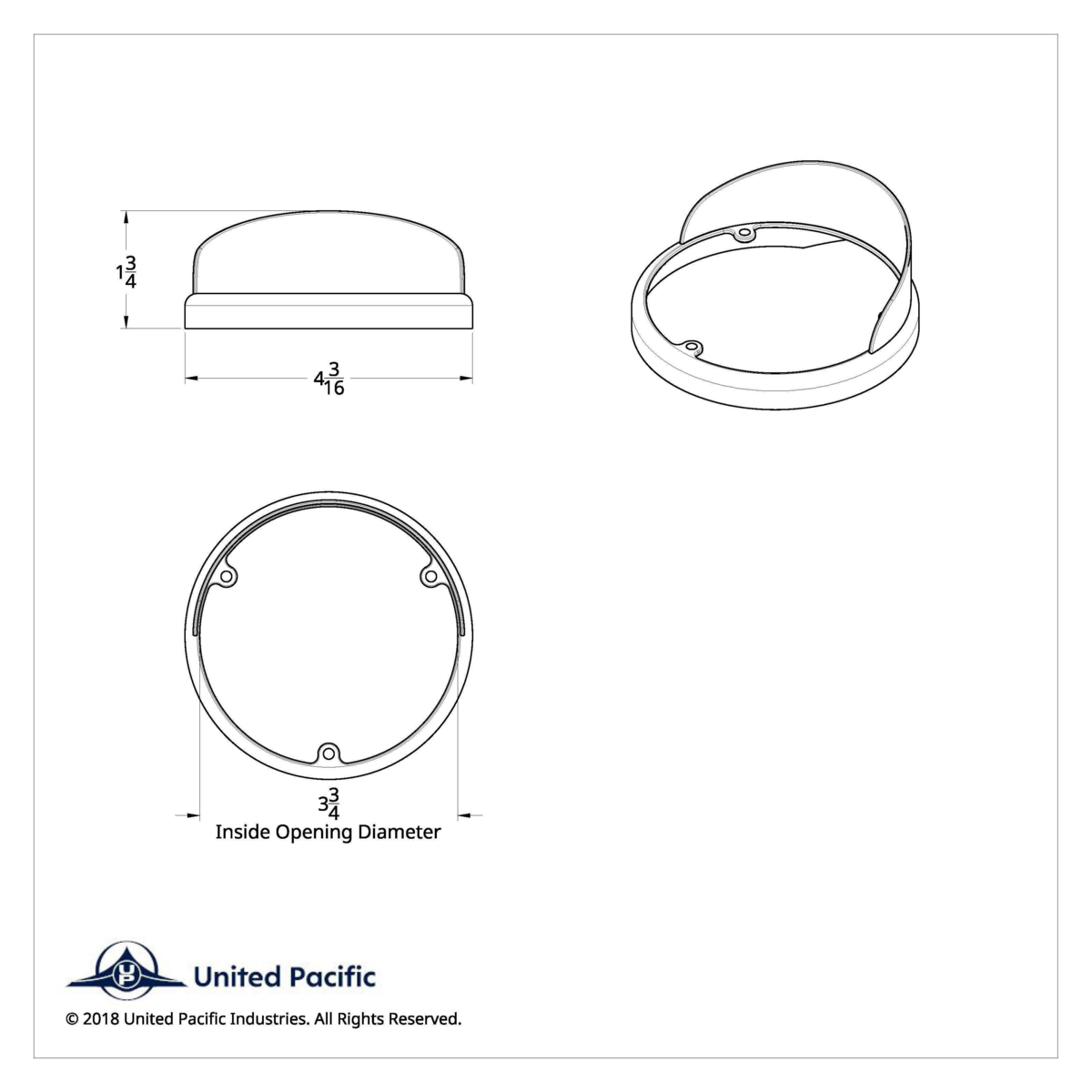 Chrome Plastic Bezel For United Pacific Double Face LED Lights With Upside Down Visor - Thumbnail 3