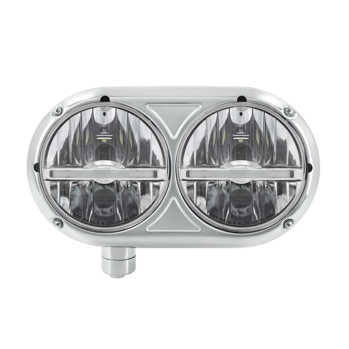 Headlight Assembly With 304 SS Housing & LED Headlights W/White LED Position Light For Peterbilt 359 - Driver