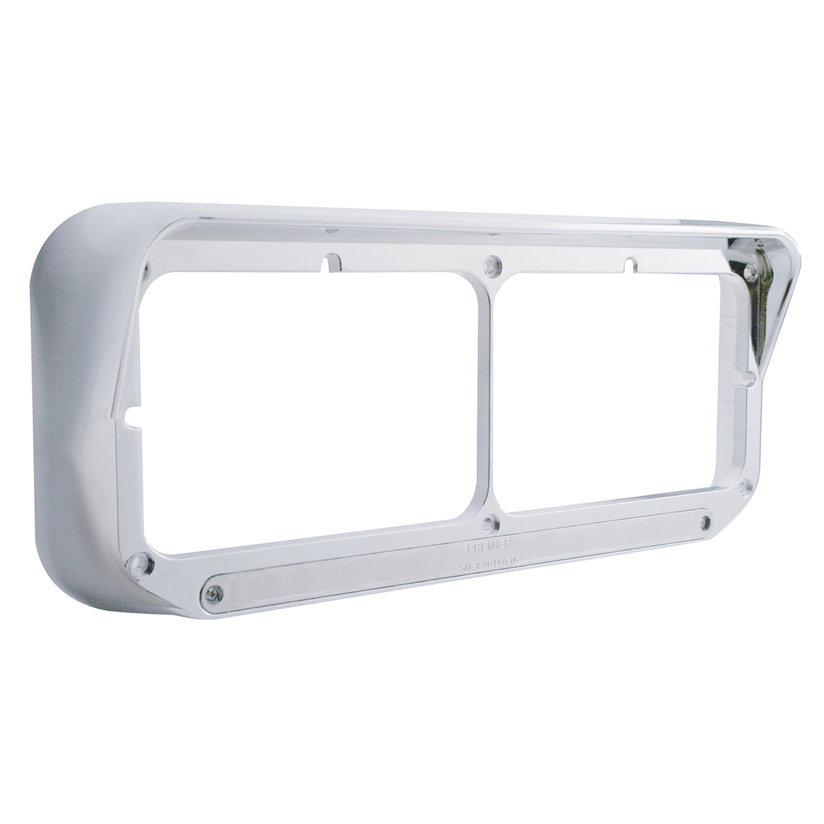 14 LED Chrome Rectangular Dual Headlight Bezel With Visor - Amber LED/Clear Lens - Thumbnail 4
